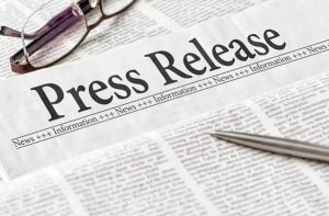 A newspaper heading showing the words, “Press Release.”